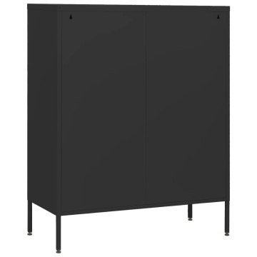 Comodă cu sertare, negru, 80x35x101,5 cm, oțel - Img 8