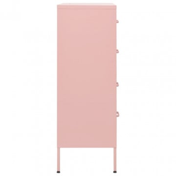 Comodă cu sertare, roz, 80x35x101,5 cm, oțel - Img 4