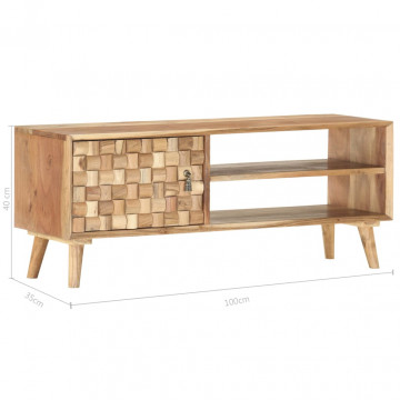 Comodă TV, 100 x 35 x 40 cm, lemn masiv de acacia - Img 6