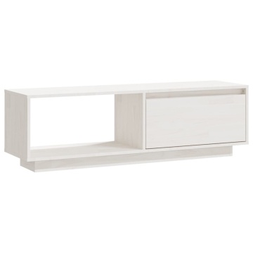 Comodă TV, alb, 110x30x33,5 cm, lemn masiv de pin - Img 2