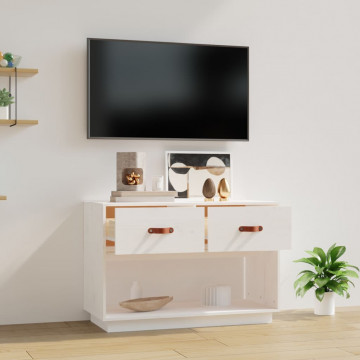 Comodă TV, alb, 90x40x60 cm, lemn masiv de pin - Img 3