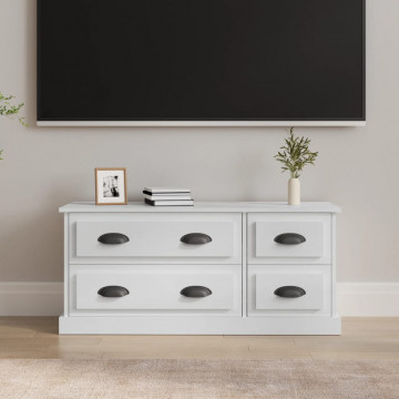 Comodă TV, alb extralucios, 100x35,5x45 cm, lemn prelucrat - Img 1