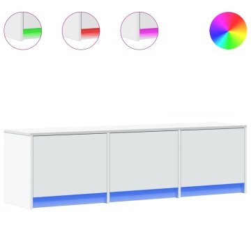 Comodă TV cu LED, alb, 140x34x40 cm, lemn prelucrat - Img 2