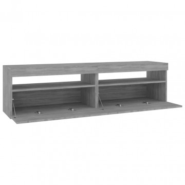 Comodă TV cu lumini LED, 2 buc., Sonoma gri, 75x35x40 cm - Img 7