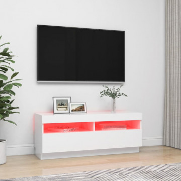 Comodă TV cu lumini LED, alb, 100x35x40 cm - Img 3