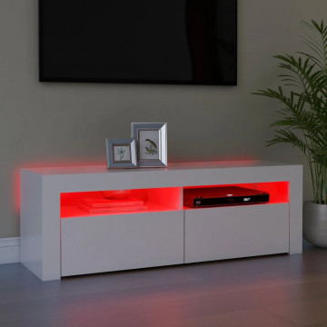 Comodă TV cu lumini LED, alb, 120x35x40 cm - Img 4