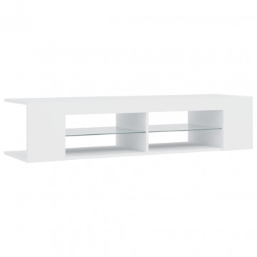 Comodă TV cu lumini LED, alb, 135x39x30 cm - Img 6