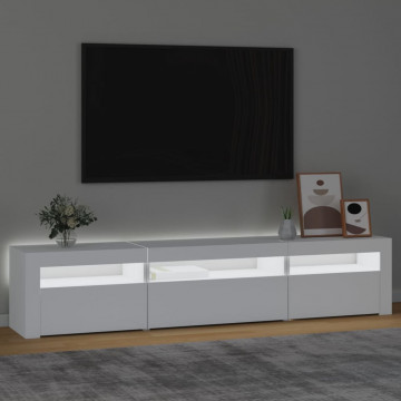 Comodă TV cu lumini LED, alb, 195x35x40 cm - Img 3