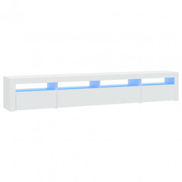 Comodă TV cu lumini LED, alb, 240x35x40 cm - Img 2