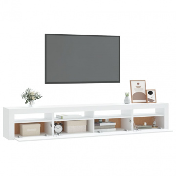 Comodă TV cu lumini LED, alb, 240x35x40 cm - Img 5