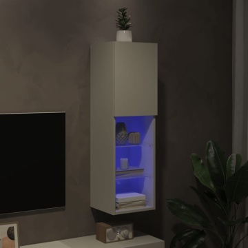 Comodă TV cu lumini LED, alb, 30,5x30x102 cm - Img 8