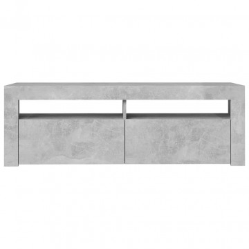 Comodă TV cu lumini LED, gri beton, 120x35x40 cm - Img 7