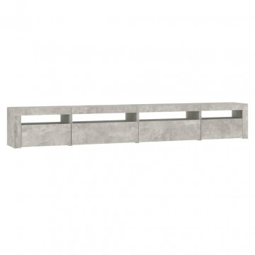 Comodă TV cu lumini LED, gri beton, 270x35x40 cm - Img 6
