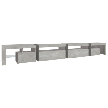 Comodă TV cu lumini LED, gri beton, 290x36,5x40 cm - Img 7