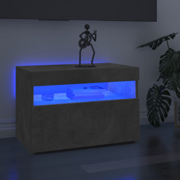 Comodă TV cu lumini LED, gri beton, 60x35x40 cm - Img 1