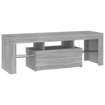 Comodă TV cu lumini LED, gri sonoma, 120x35x40 cm - Img 3