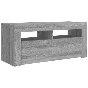 Comodă TV cu lumini LED, gri sonoma, 90x35x40 cm - Img 7