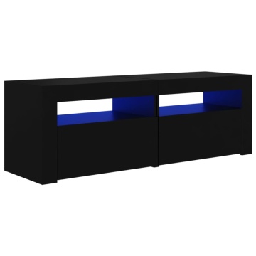 Comodă TV cu lumini LED, negru, 120x35x40 cm - Img 2