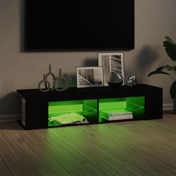 Comodă TV cu lumini LED, negru, 135x39x30 cm - Img 4