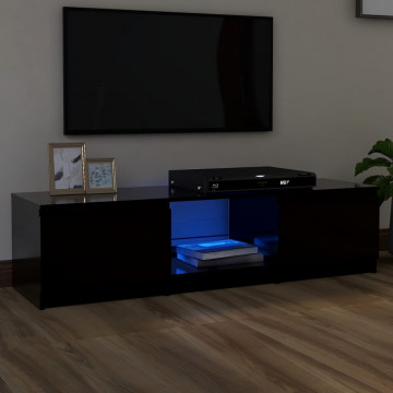 Comodă TV cu lumini LED, negru, 140x40x35,5 cm - Img 1