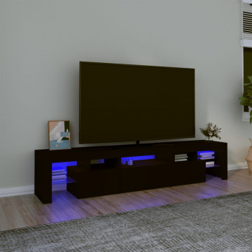 Comodă TV cu lumini LED, negru, 200x36,5x40 cm - Img 1