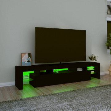 Comodă TV cu lumini LED, negru, 200x36,5x40 cm - Img 4