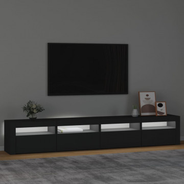 Comodă TV cu lumini LED, negru, 240x35x40cm - Img 3