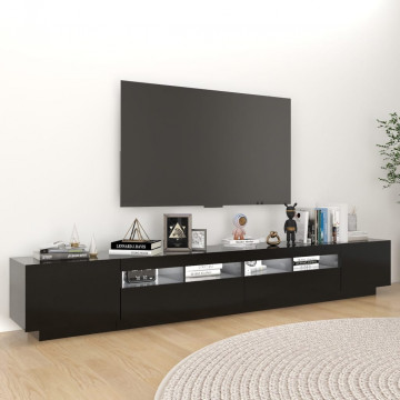 Comodă TV cu lumini LED, negru, 260x35x40 cm - Img 3
