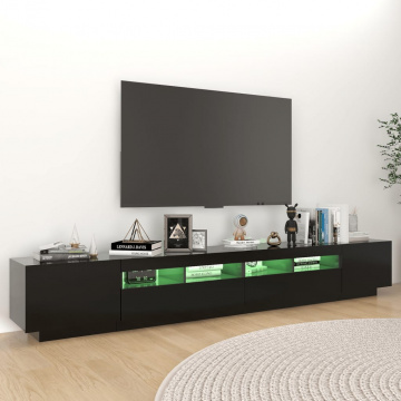 Comodă TV cu lumini LED, negru, 260x35x40 cm - Img 8