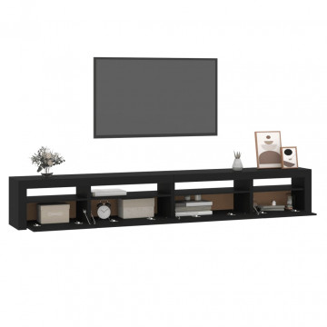 Comodă TV cu lumini LED, negru, 270x35x40 cm - Img 5