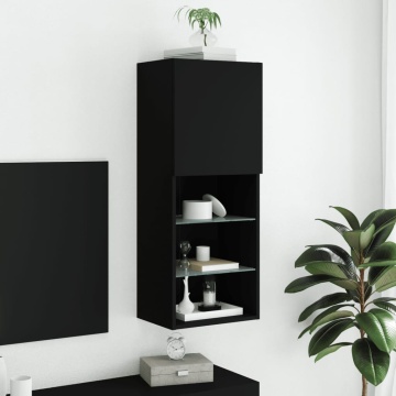 Comodă TV cu lumini LED, negru, 40,5x30x102 cm - Img 4