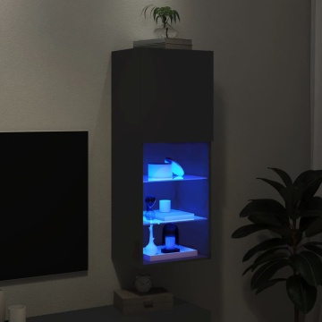 Comodă TV cu lumini LED, negru, 40,5x30x102 cm - Img 8
