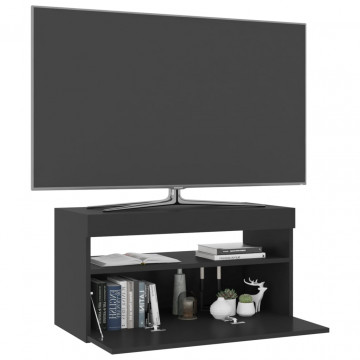 Comodă TV cu lumini LED, negru, 75x35x40 cm - Img 5