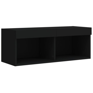 Comodă TV cu lumini LED, negru, 80x30x30 cm - Img 6