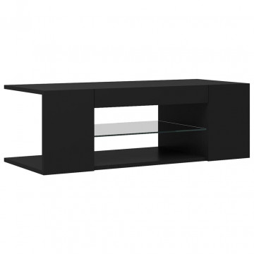 Comodă TV cu lumini LED, negru, 90x39x30 cm - Img 6