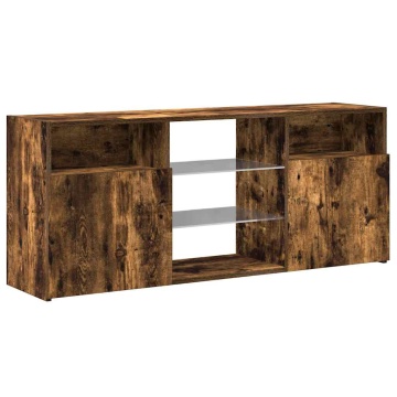 Comodă TV cu lumini LED, stejar fumuriu, 120x30x50 cm - Img 5