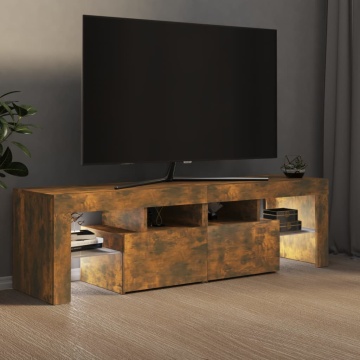 Comodă TV cu lumini LED, stejar fumuriu 140x36,5x40 cm - Img 4