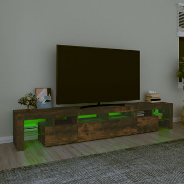 Comodă TV cu lumini LED, stejar fumuriu,230x36,5x40cm - Img 4