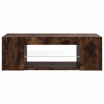 Comodă TV cu lumini LED, stejar fumuriu, 90x39x30 cm - Img 7