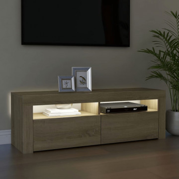 Comodă TV cu lumini LED, stejar sonoma, 120x35x40 cm - Img 4