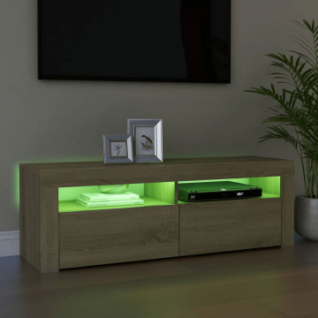 Comodă TV cu lumini LED, stejar sonoma, 120x35x40 cm - Img 5