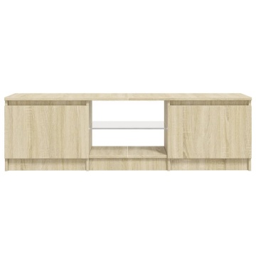 Comodă TV cu lumini LED, stejar sonoma, 140x40x35,5 cm - Img 8