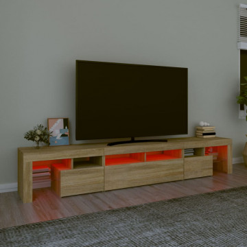 Comodă TV cu lumini LED, stejar sonoma, 230x36,5x40 cm - Img 8