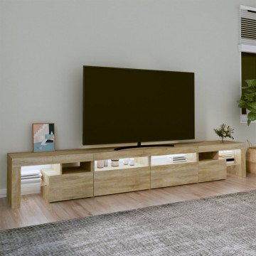 Comodă TV cu lumini LED, stejar sonoma,260x36,5x40cm - Img 3