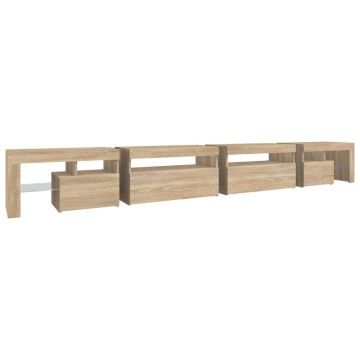 Comodă TV cu lumini LED, stejar sonoma, 290x36,5x40 cm - Img 7