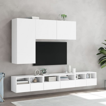 Comodă TV de perete, alb, 60x30x30 cm, lemn prelucrat - Img 4