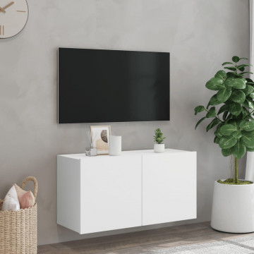 Comodă TV de perete, alb, 80x30x41 cm - Img 3