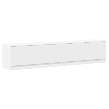 Comodă TV de perete cu lumini LED, alb, 180x31x38 cm - Img 3