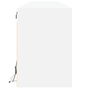 Comodă TV de perete cu lumini LED, alb, 180x31x45 cm - Img 6