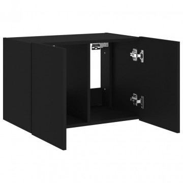 Comodă TV de perete cu lumini LED, negru, 60x35x41 cm - Img 7